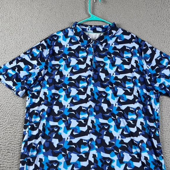 Maelreg Performance Golf Polo Stretch Shirt Men's XL Blue Abstract Geometric - Picture 3 of 9